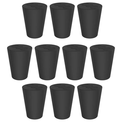 Black Rubber Stoppers, Solid, Size #000 - #12