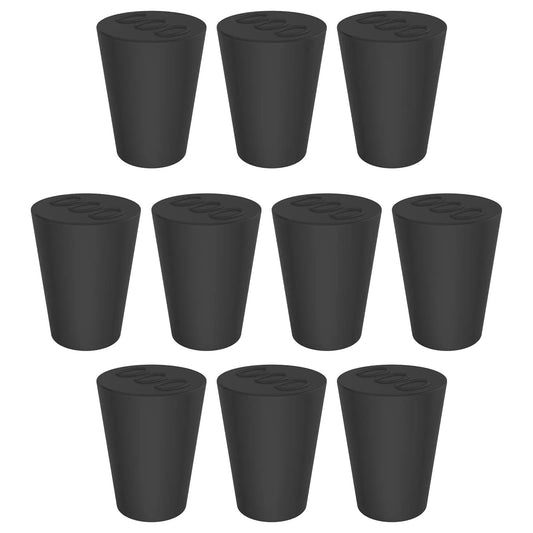 Black Rubber Stoppers, Solid, Size #000 - #12