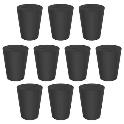 Black Rubber Stoppers, Solid, Size #000 - #12