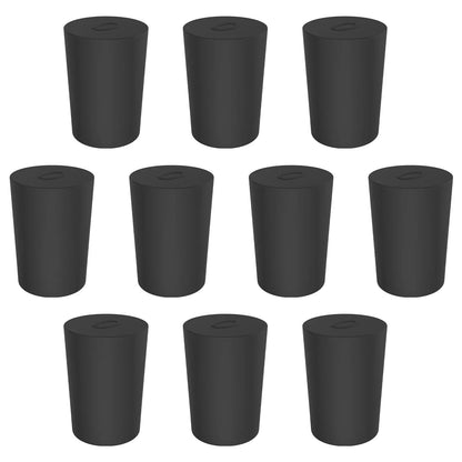 Black Rubber Stoppers, Solid, Size #000 - #12