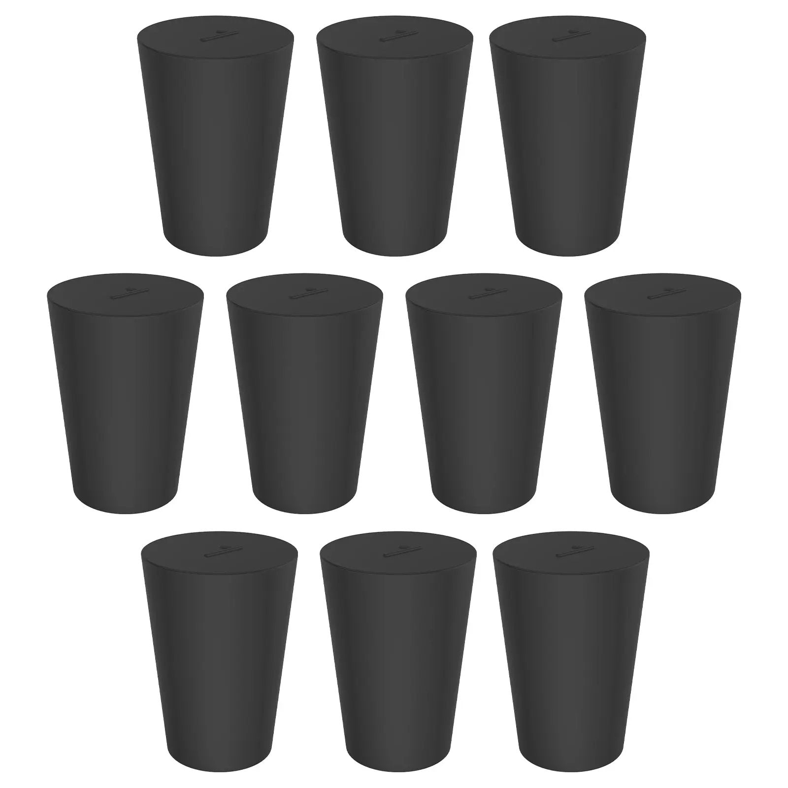 Black Rubber Stoppers, Solid, Size #000 - #12