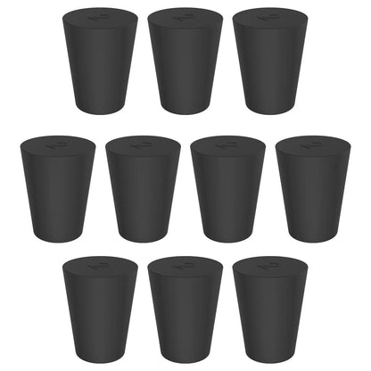 Black Rubber Stoppers, Solid, Size #000 - #12
