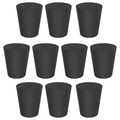 Black Rubber Stoppers, Solid, Size #000 - #12