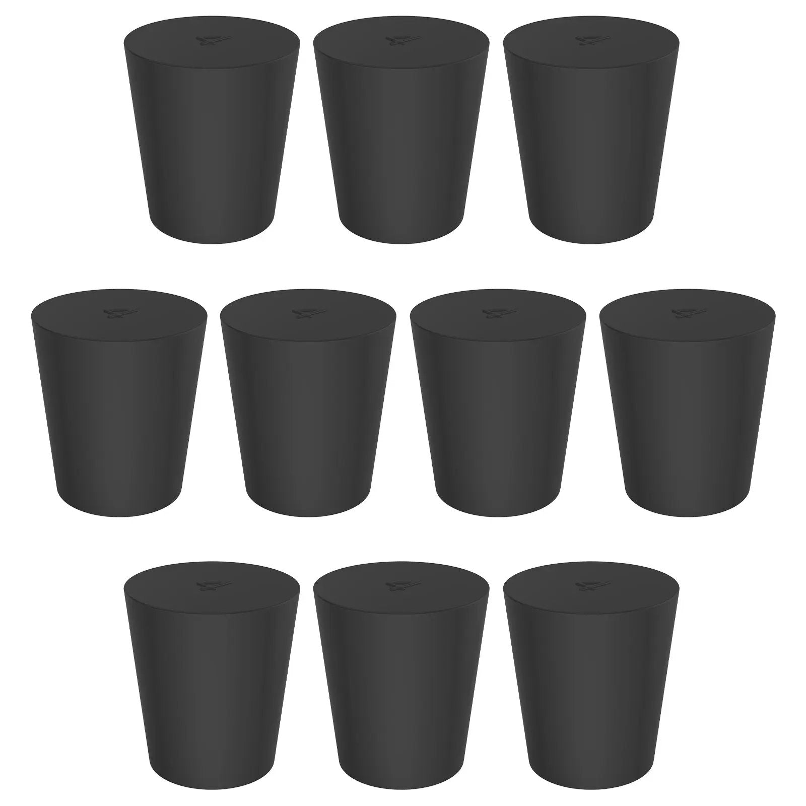 Black Rubber Stoppers, Solid, Size #000 - #12