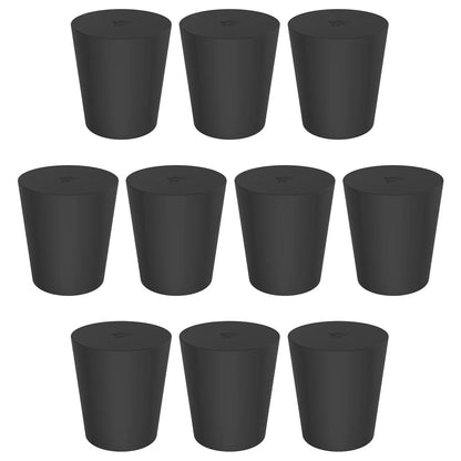 Black Rubber Stoppers, Solid, Size #000 - #12