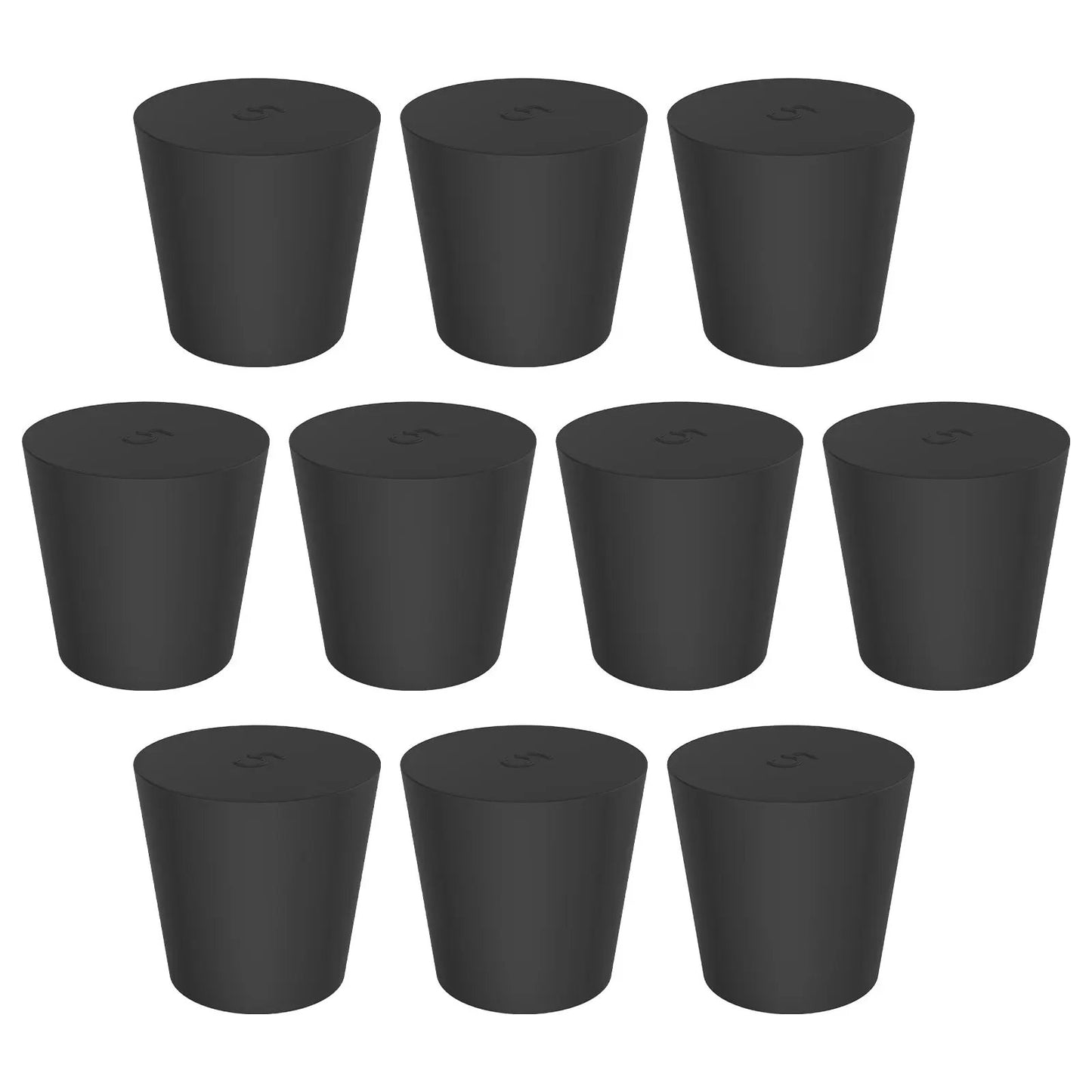 Black Rubber Stoppers, Solid, Size #000 - #12