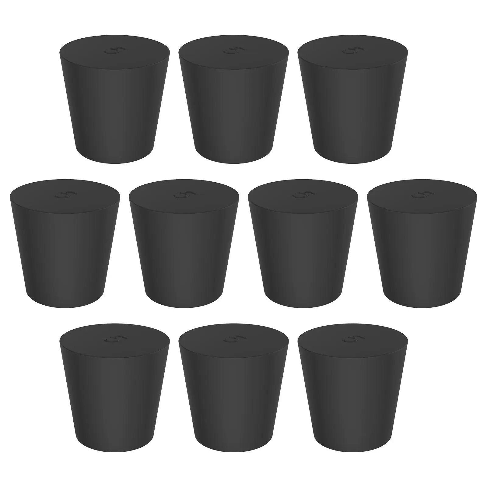 Black Rubber Stoppers, Solid, Size #000 - #12