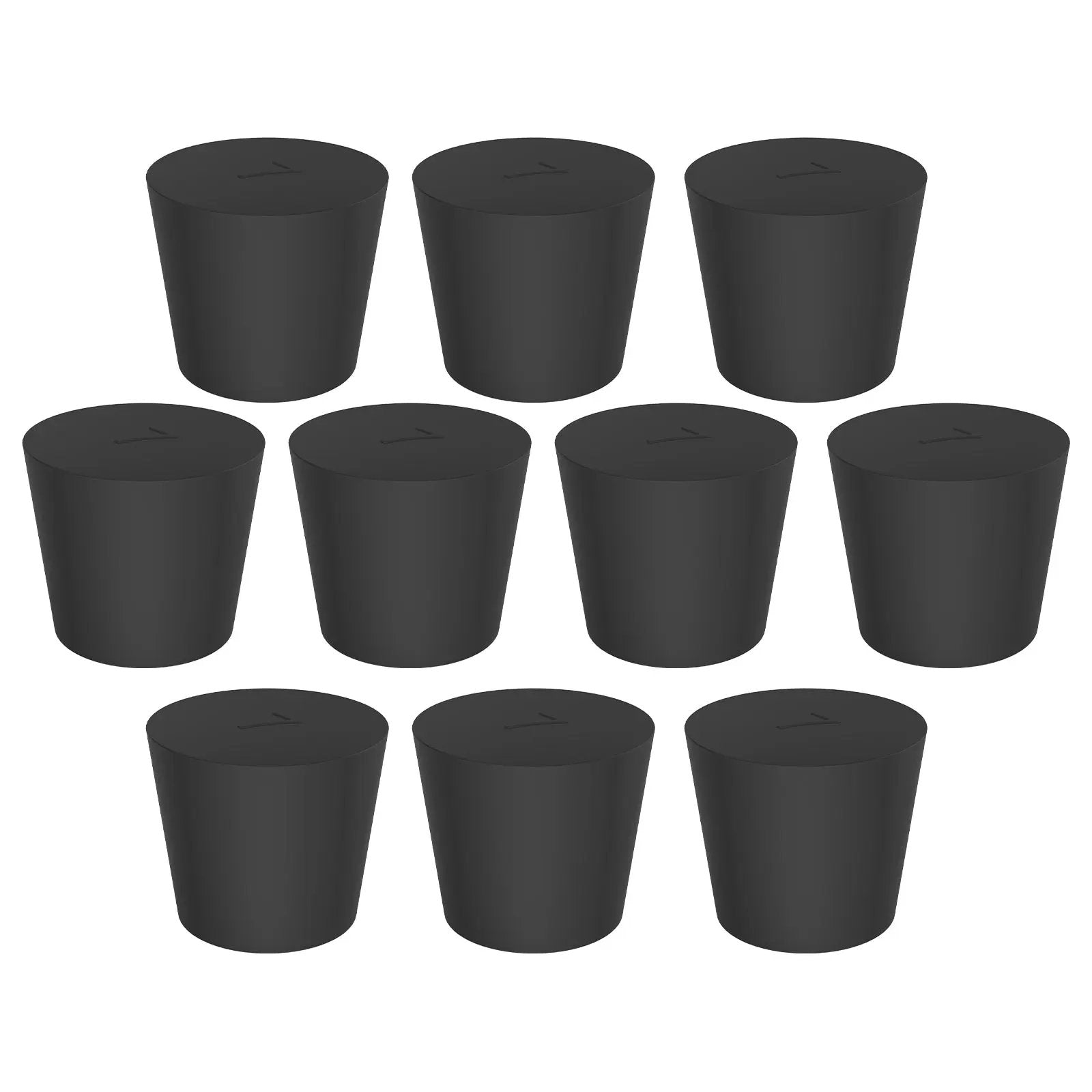Black Rubber Stoppers, Solid, Size #000 - #12