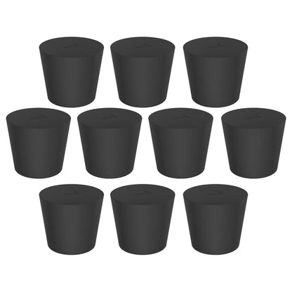 Black Rubber Stoppers, Solid, Size #000 - #12