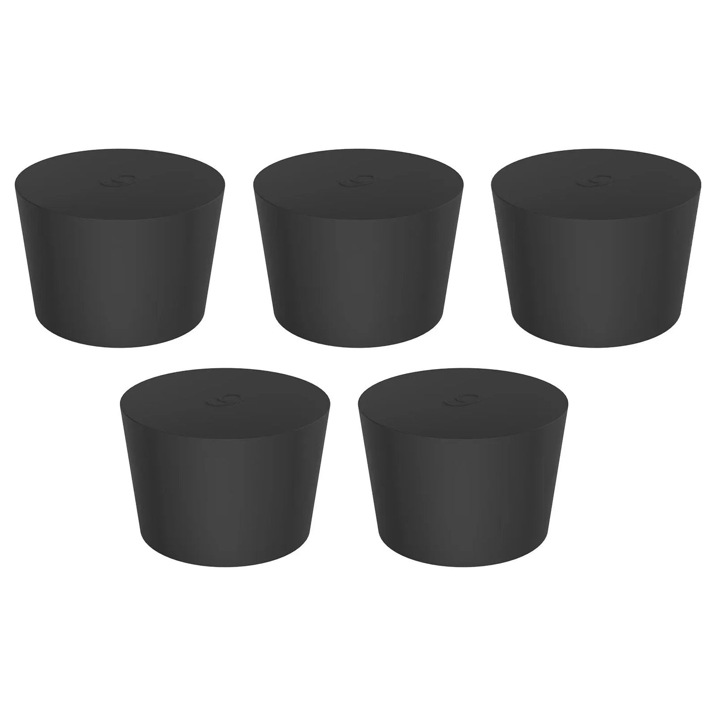Black Rubber Stoppers, Solid, Size #000 - #12