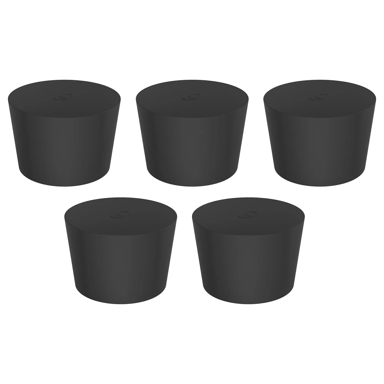 Black Rubber Stoppers, Solid, Size #000 - #12