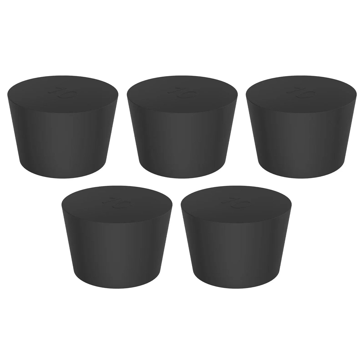 Black Rubber Stoppers, Solid, Size #000 - #12