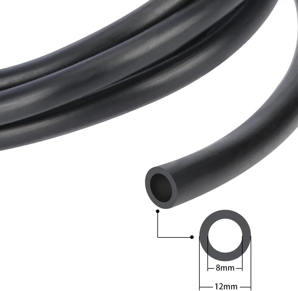 Black Rubber Tubing, ID (8 mm) x OD (12 mm) - StonyLab Tubings 