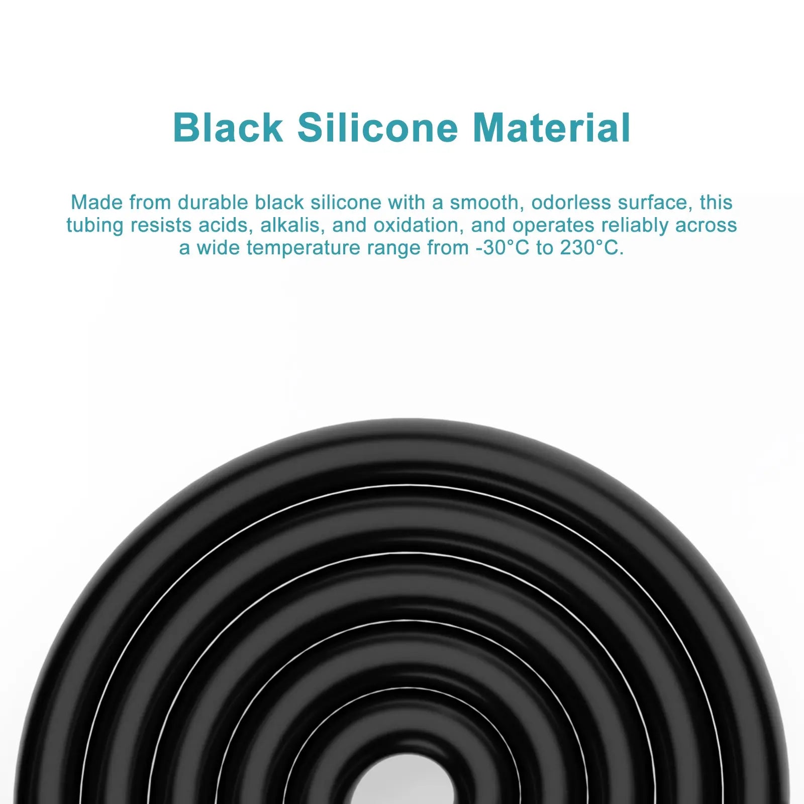 Black Silicone Tubing, 1/4–15/32 in ID × 3/8–5/8 in OD (6–12 mm × 9–16 mm), 1–6 m Tubings