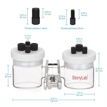 Borosilicate Electrochemical Cell with Double Electrolytic Cell & Lid Electrochemistry Electrolyzer