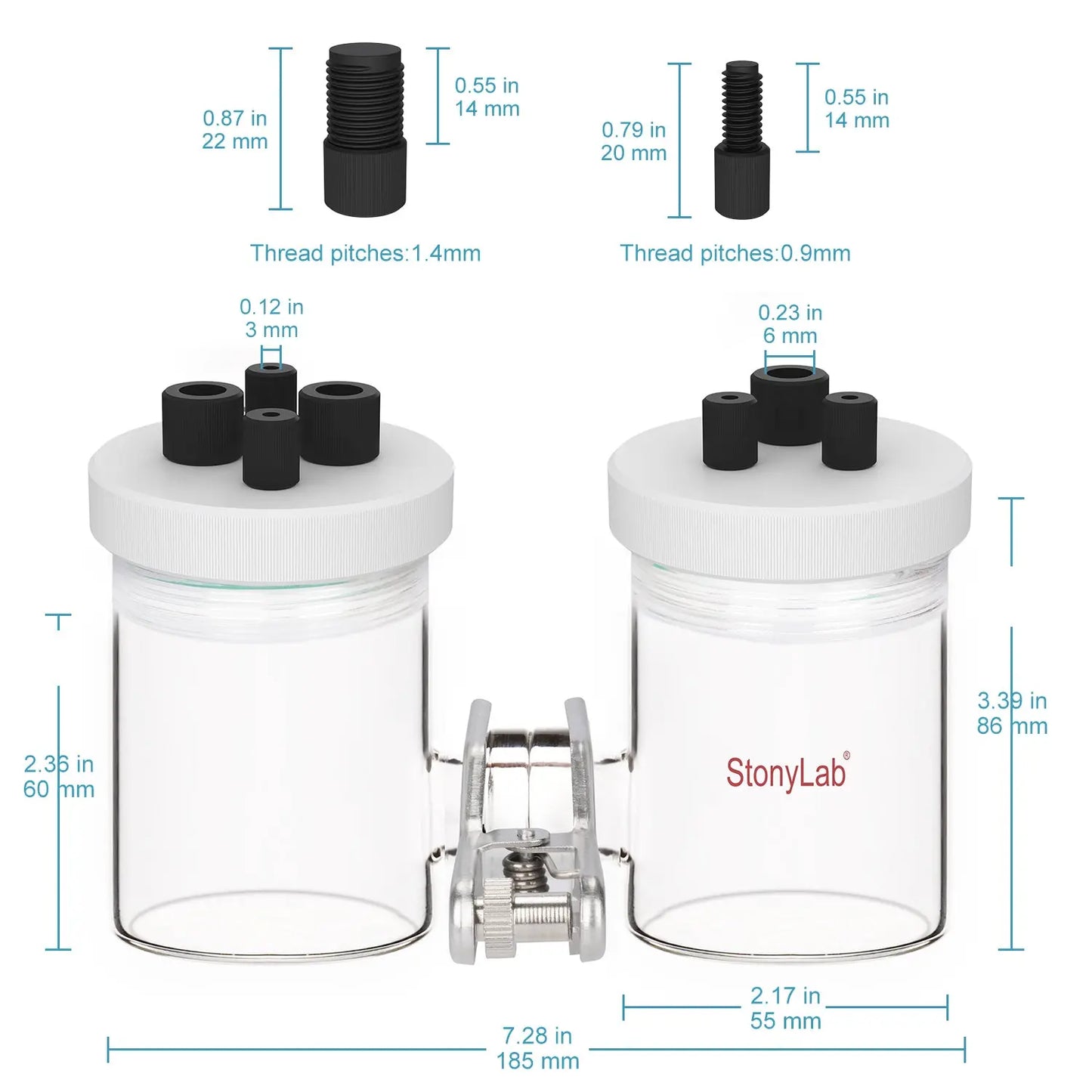 Borosilicate Electrochemical Cell with Double Electrolytic Cell & Lid Electrochemistry Electrolyzer