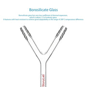 StonyLab Y-Shaped 3-Way Gas Circulation Connection Adapter heavy duty chemical processing configuration