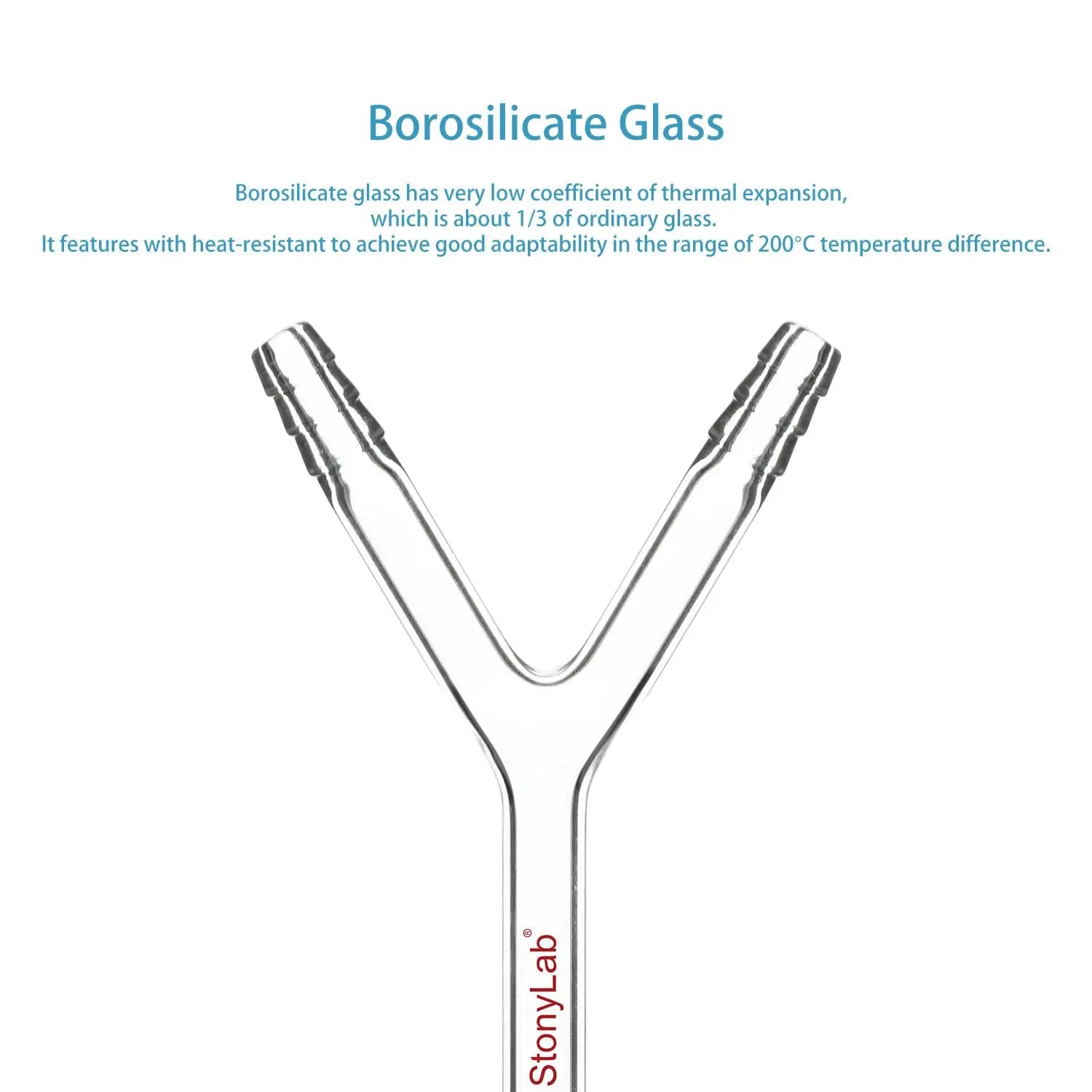 StonyLab Y-Shaped 3-Way Gas Circulation Connection Adapter heavy duty chemical processing configuration