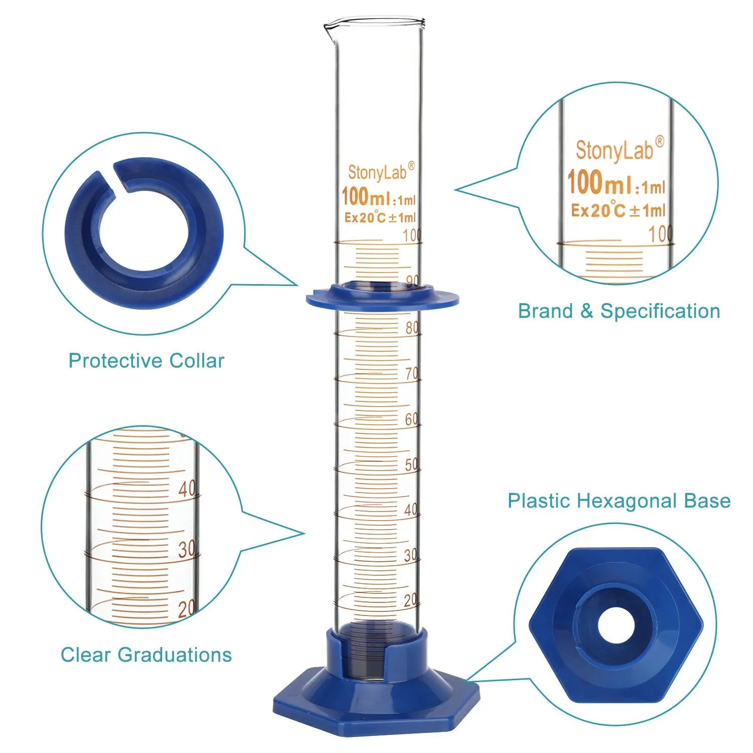 Borosilicate Glass Graduated Measuring Cylinder Cylinders