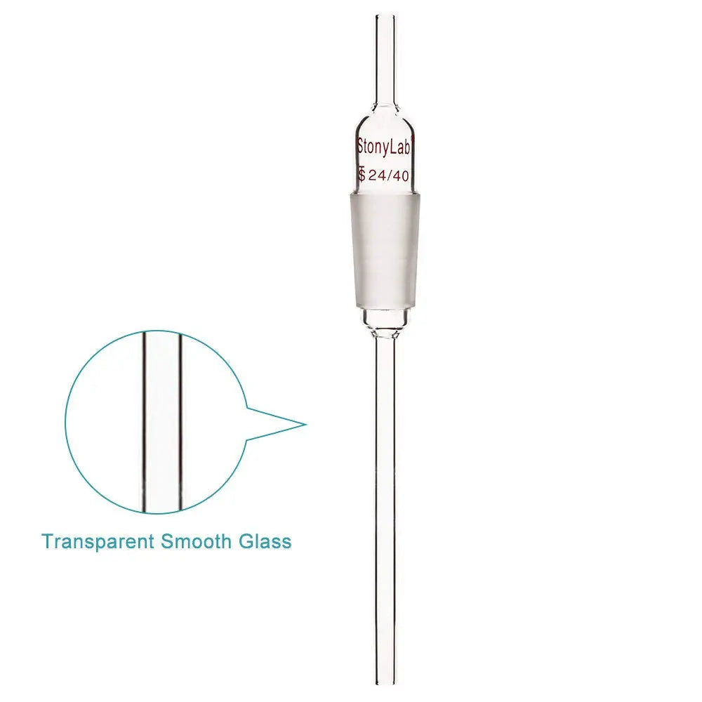 Side view and dimensional layout of the durable StonyLab Borosilicate Glass Inlet Adapter with Extended Lower 8 mm Drip Tube
