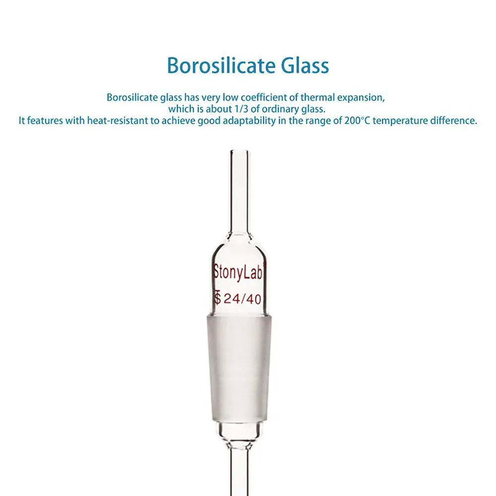 StonyLab Borosilicate Glass Inlet Adapter with Extended Lower 8 mm Drip Tube heavy duty chemical processing configuration