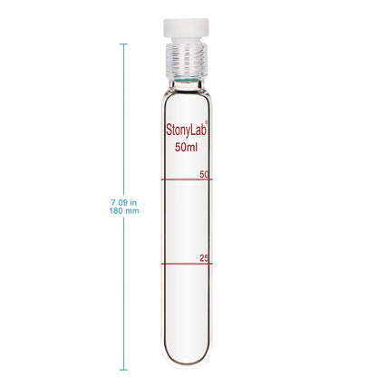 Borosilicate Glass Reusable Graduated Test Tubes with PTFE Screw Cap Tubes & Vials