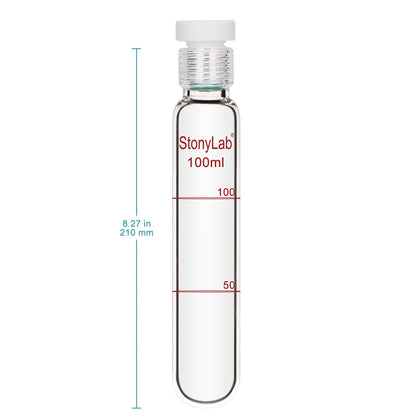 Borosilicate Glass Reusable Graduated Test Tubes with PTFE Screw Cap Tubes & Vials