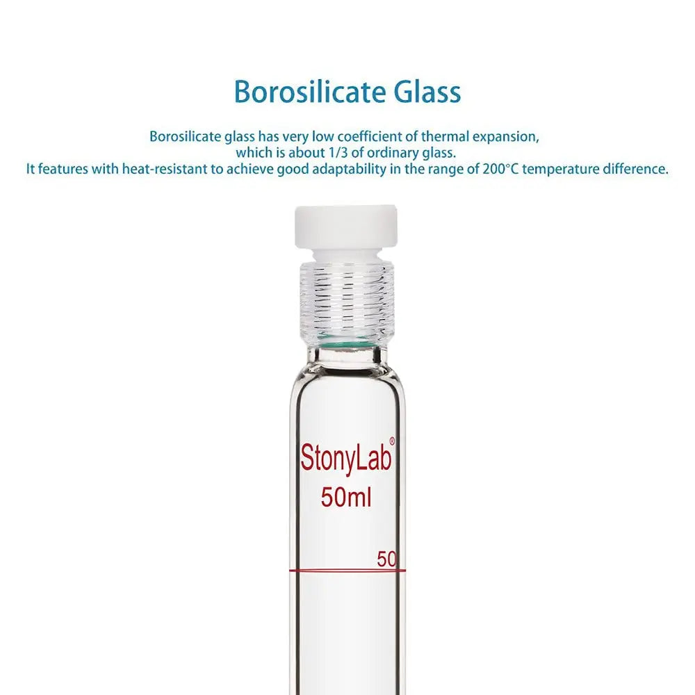 Borosilicate Glass Reusable Graduated Test Tubes with PTFE Screw Cap Tubes & Vials