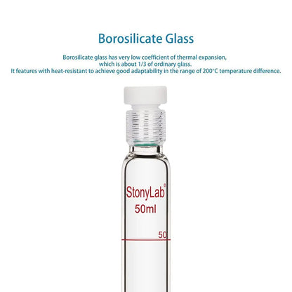 Borosilicate Glass Reusable Graduated Test Tubes with PTFE Screw Cap Tubes & Vials