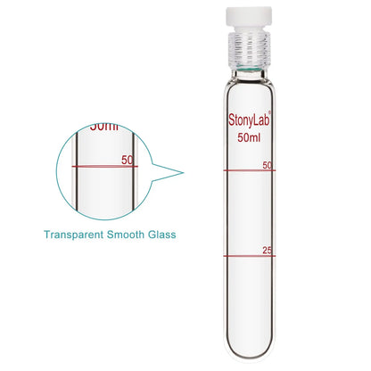 Borosilicate Glass Reusable Graduated Test Tubes with PTFE Screw Cap Tubes & Vials