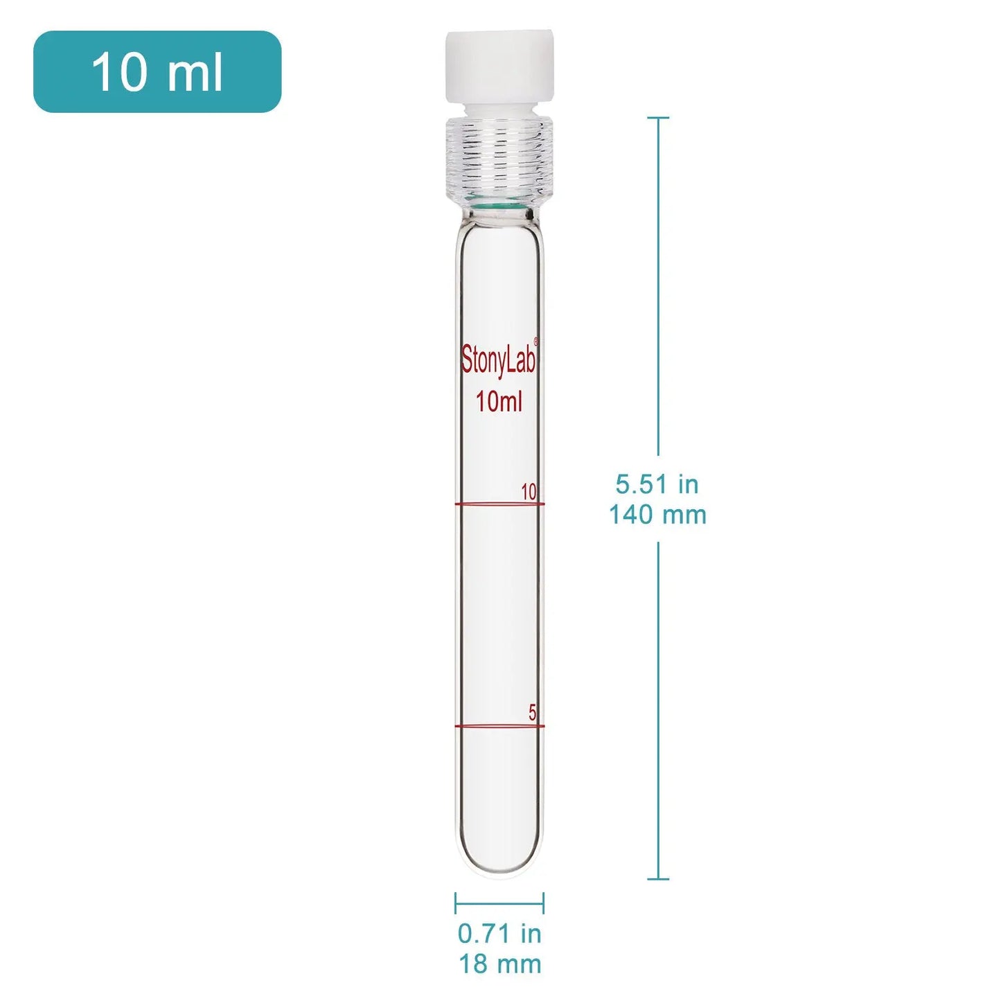 Borosilicate Glass Reusable Graduated Test Tubes with PTFE Screw Cap Test Tube