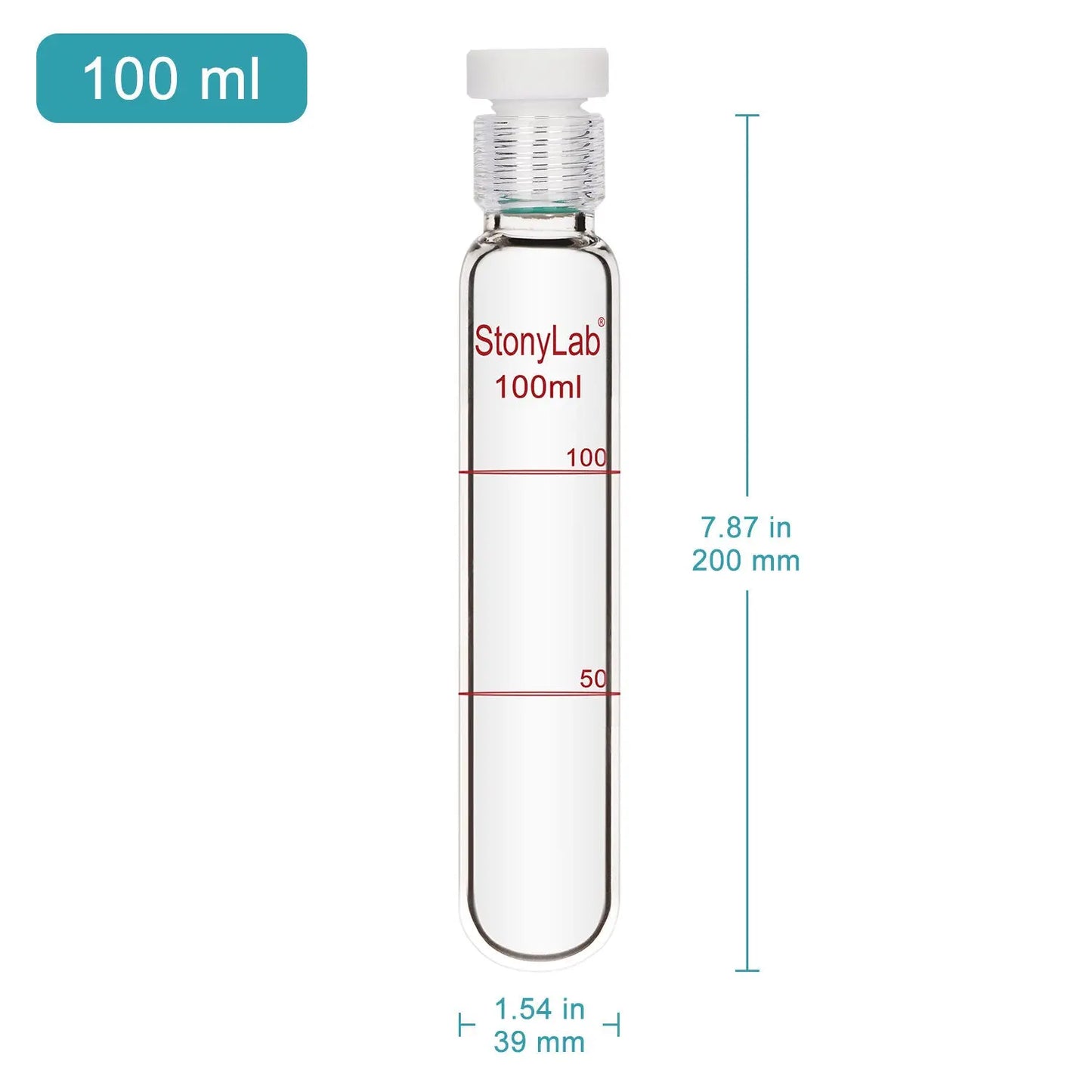 Borosilicate Glass Reusable Graduated Test Tubes with PTFE Screw Cap Test Tube