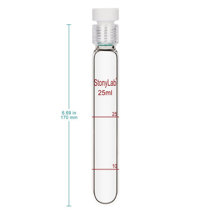 Borosilicate Glass Reusable Graduated Test Tubes with PTFE Screw Cap - StonyLab Tubes & Vials 