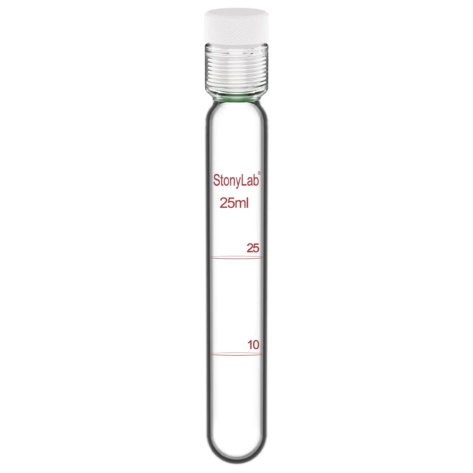 Comprehensive product view and setup components for StonyLab Borosilicate Glass Reusable Graduated Test Tubes with PTFE Screw Cap
