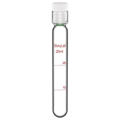 Comprehensive product view and setup components for StonyLab Borosilicate Glass Reusable Graduated Test Tubes with PTFE Screw Cap