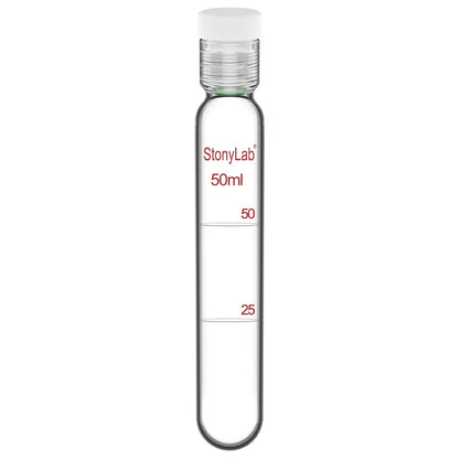 Comprehensive product view and setup components for StonyLab Borosilicate Glass Reusable Graduated Test Tubes with PTFE Screw Cap