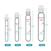 Close-up view showing the precise design and material of StonyLab Borosilicate Glass Reusable Graduated Test Tubes with PTFE Screw Cap
