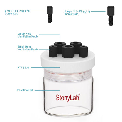 Borosilicate Glass Sealed Electrolytic Cell with 5-Hole PTFE Lid Electrochemistry Electrolyzer