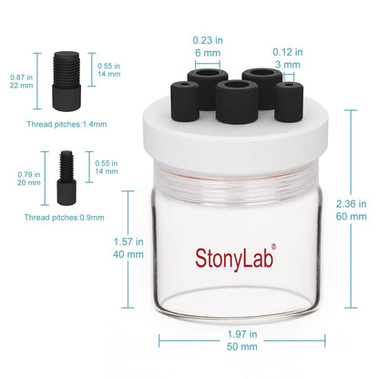 Borosilicate Glass Sealed Electrolytic Cell with 5-Hole PTFE Lid Electrochemistry Electrolyzer