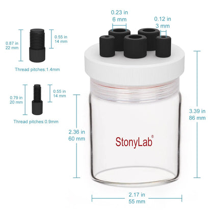 Borosilicate Glass Sealed Electrolytic Cell with 5-Hole PTFE Lid Electrochemistry Electrolyzer