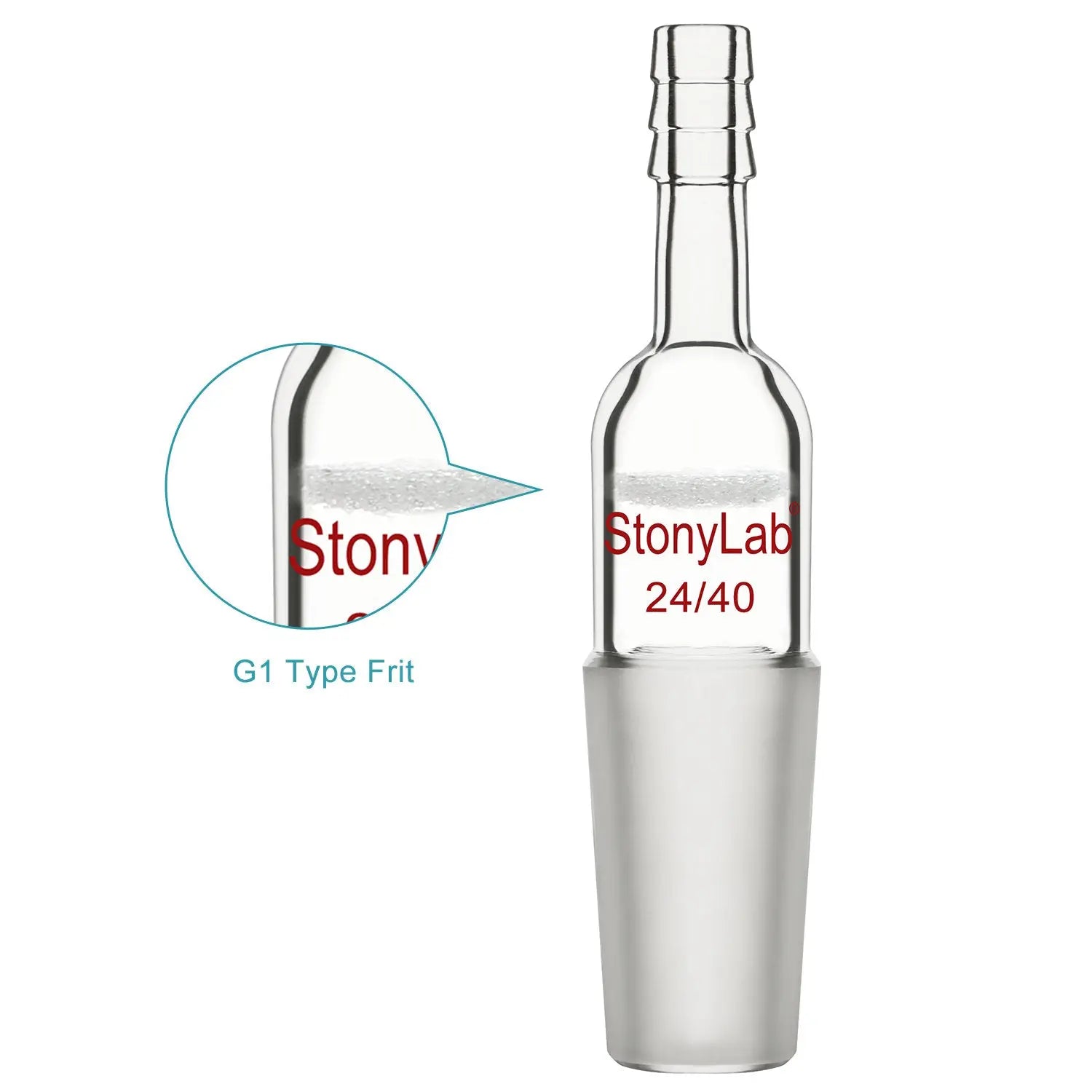 Side view and dimensional layout of the durable StonyLab Straight Vacuum Adapter with Coarse Frit (80-120 ¦Ìm)