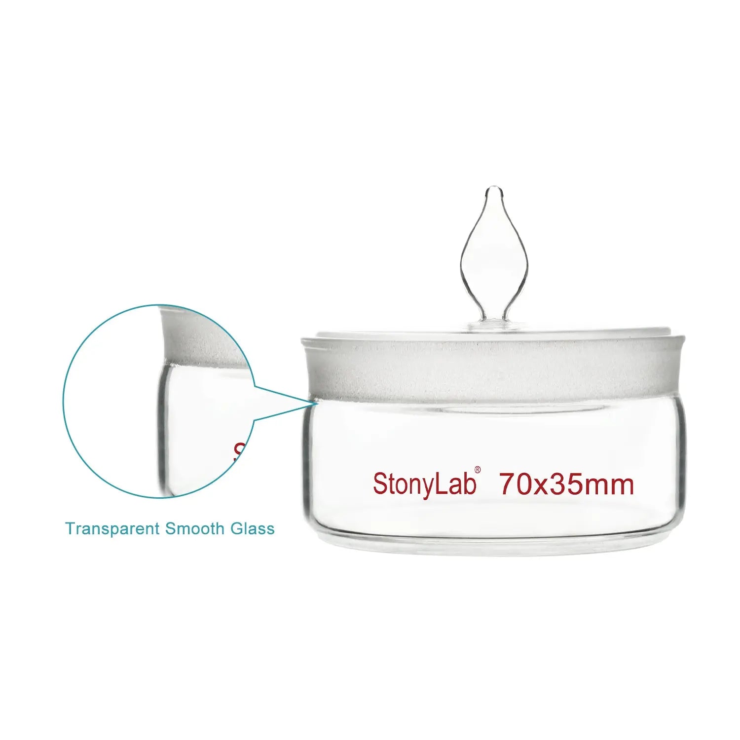 Side view and dimensional layout of the durable StonyLab Weighing Bottle with Ground Stopper