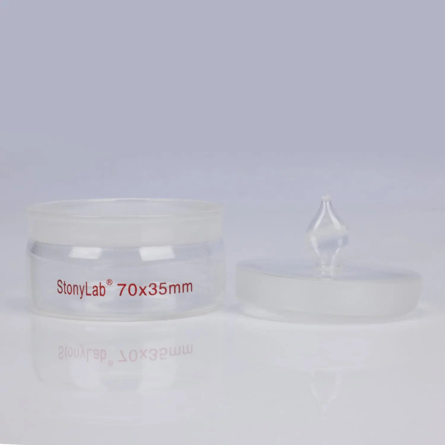Alternative angle showing underlying build quality of StonyLab Weighing Bottle with Ground Stopper