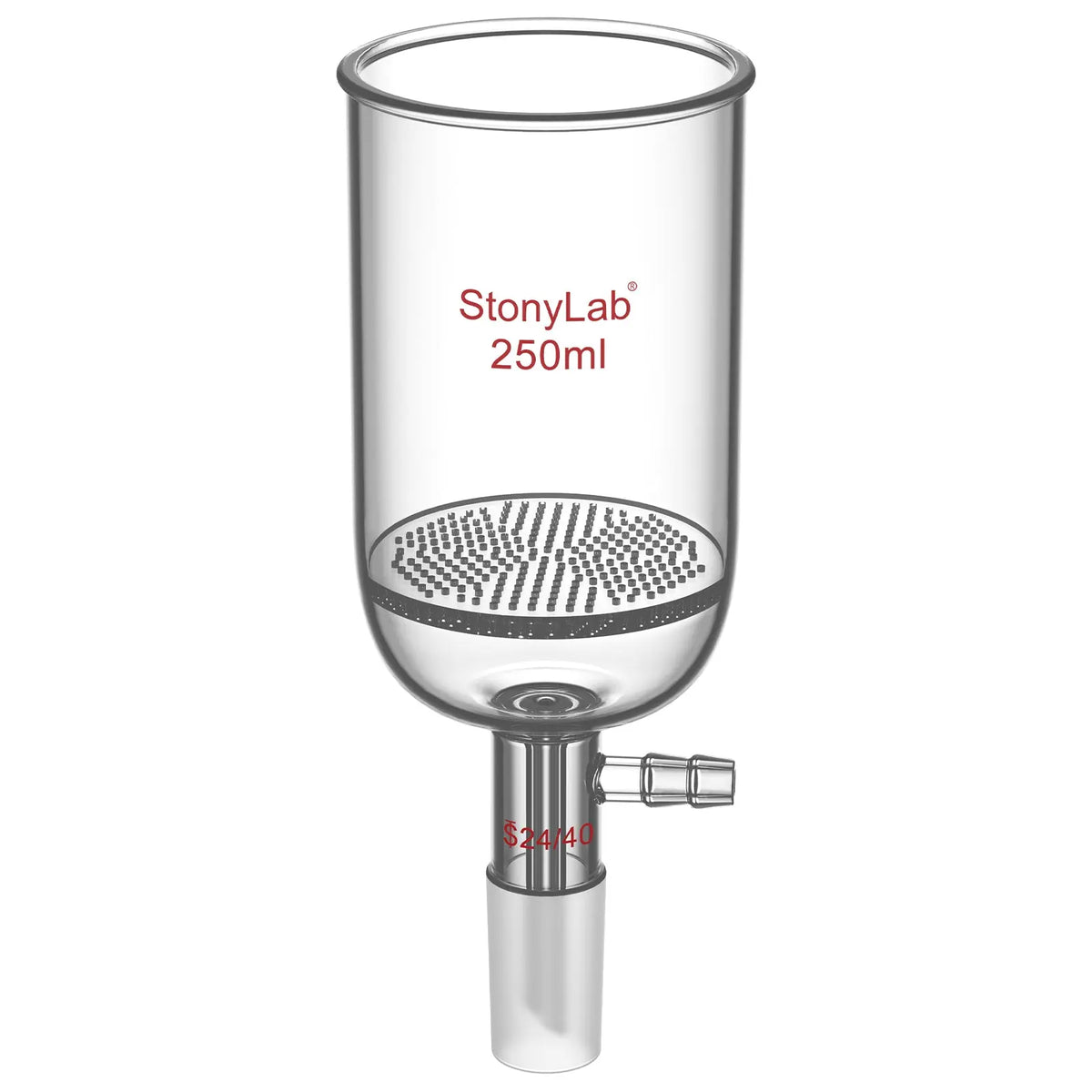 Buchner Filtering Funnel, 1.5 mm Pore Plate, 250-2000 ml, 24/40 Male Joint and Vacuum Port Funnels-Buchner