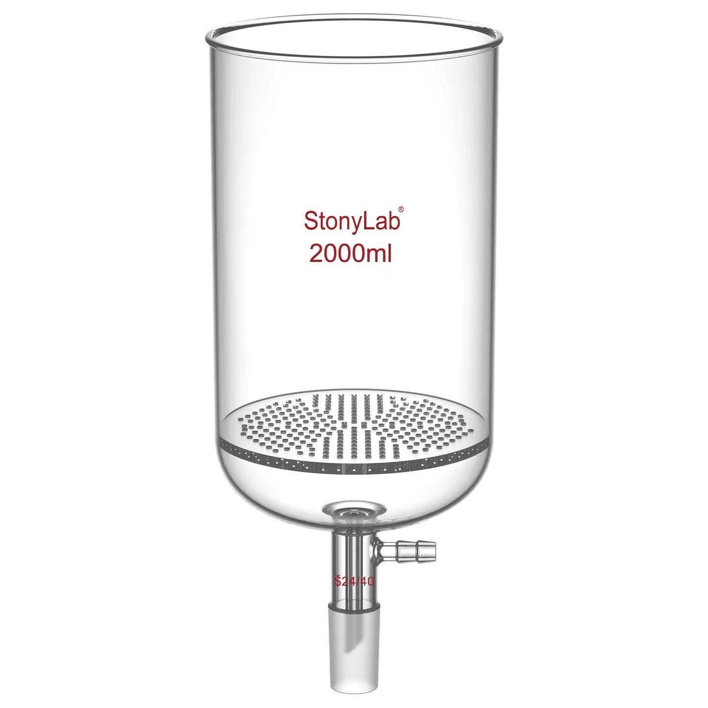 Buchner Filtering Funnel, 1.5 mm Pore Plate, 500-2000 ml, 24/40 Male Joint and Vacuum Port Funnels-Buchner