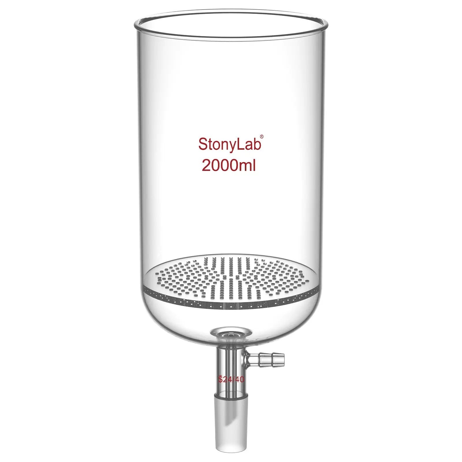 Buchner Filtering Funnel, 1.5 mm Pore Plate, 500-2000 ml, 24/40 Male Joint and Vacuum Port Funnels-Buchner