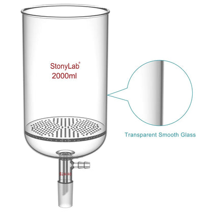 Buchner Filtering Funnel, 1.5 mm Pore Plate, 500-2000 ml, 24/40 Male Joint and Vacuum Port Funnels-Buchner