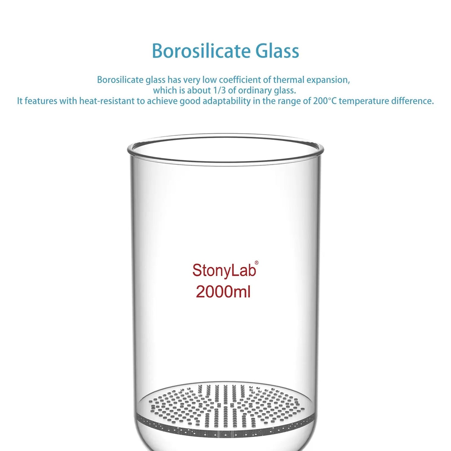 Buchner Filtering Funnel, 1.5 mm Pore Plate, 500-2000 ml, 24/40 Male Joint and Vacuum Port Funnels-Buchner