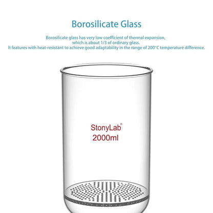 Buchner Filtering Funnel, 1.5 mm Pore Plate, 500-2000 ml, 24/40 Male Joint and Vacuum Port Funnels-Buchner
