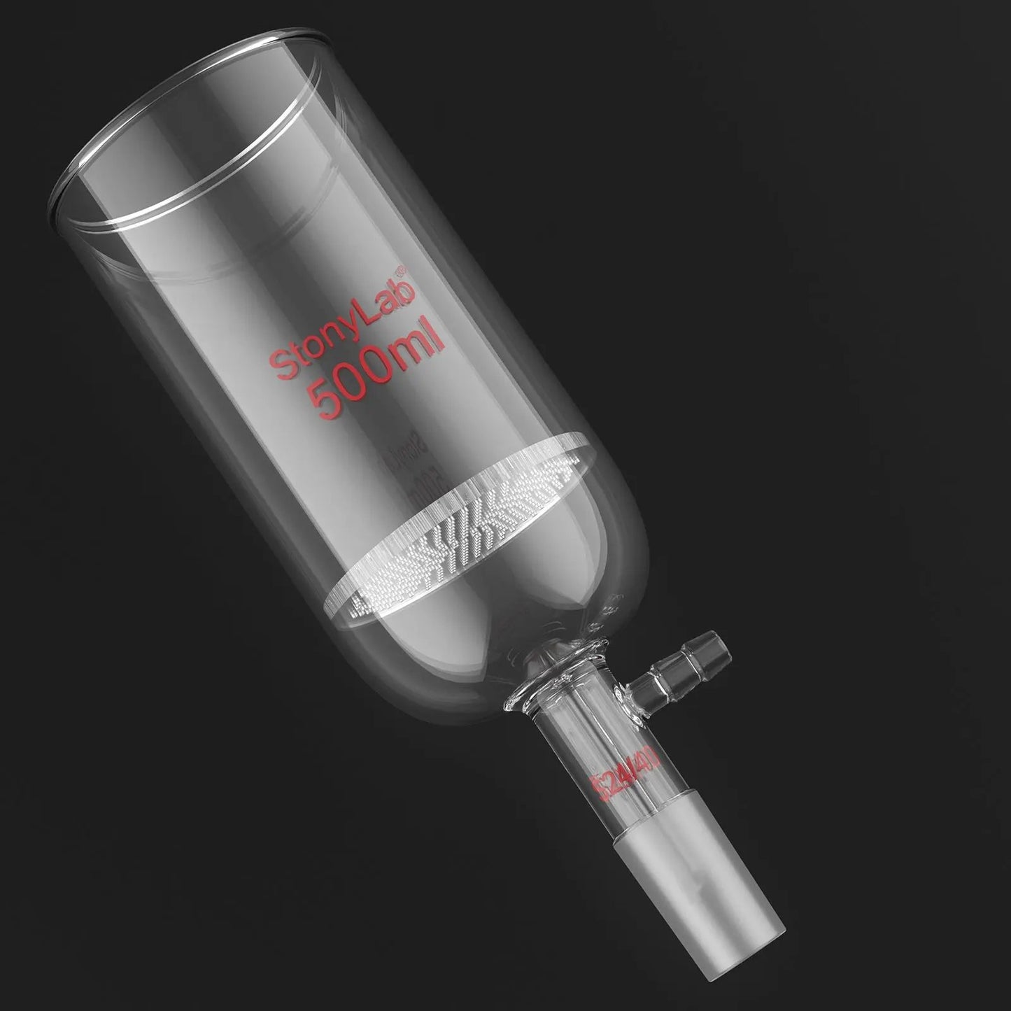 Buchner Filtering Funnel, 1.5 mm Pore Plate, 500-2000 ml, 24/40 Male Joint and Vacuum Port Funnels-Buchner